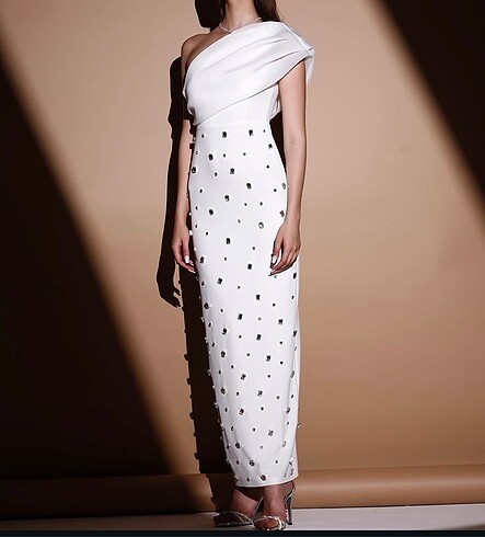 36 Beden beyaz Renk Yenoiss Collection Julia Elbise