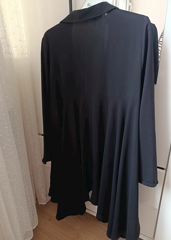 Siyah Uzun salaş lazer kesim ceket - Görsel 2