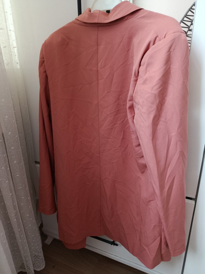 Düğmeli Pembe Kadın Blazer Ceket - Görsel 3