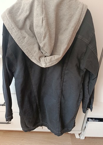 Diğer Gri Düğmeli Uzun Denim Ceket