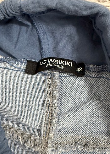 Gri Beli Lastikli Mavi Hamile Kot Pantolon - Görsel 2