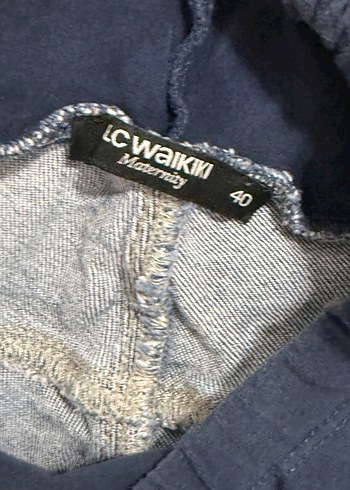 Gri Beli Lastikli Mavi Hamile Kot Pantolon - Görsel 4