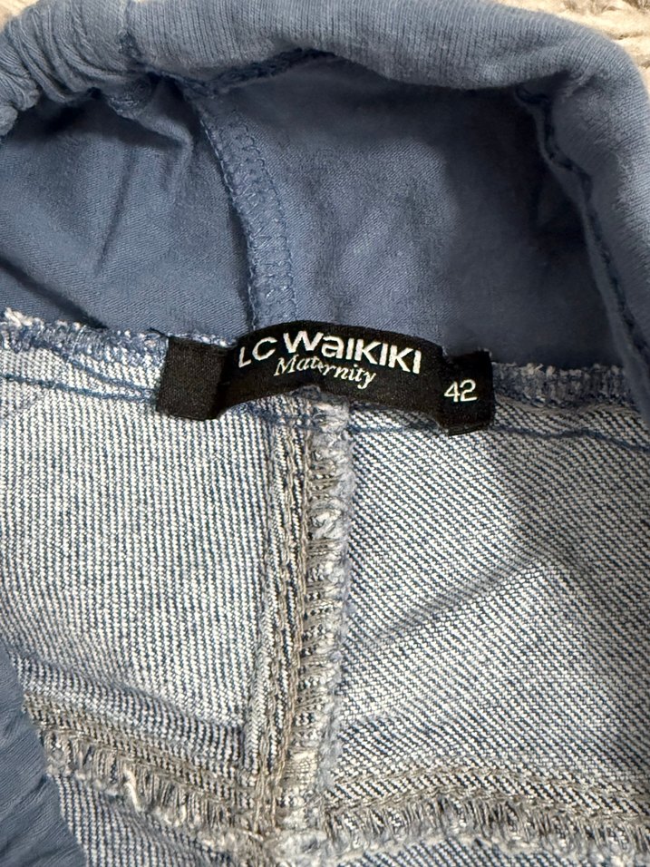 Gri Beli Lastikli Mavi Hamile Kot Pantolon - Görsel 2