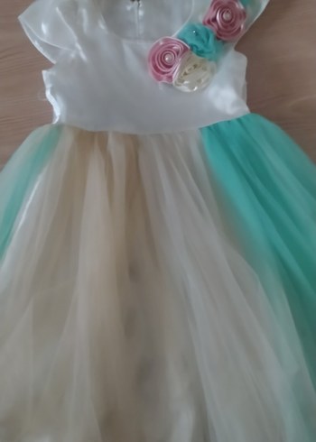 Diğer Kız Çocuk Beyaz Pastel Renkli Fırfırlı Elbise