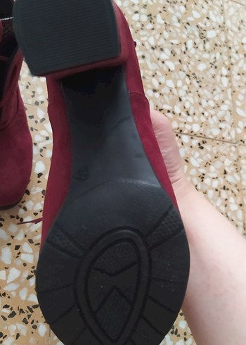 38 Beden Bordo Süet Topuklu Kadın Bot