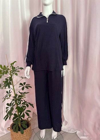 Lacivert Kadın Pileli Eşofman Takımı - Görsel 3