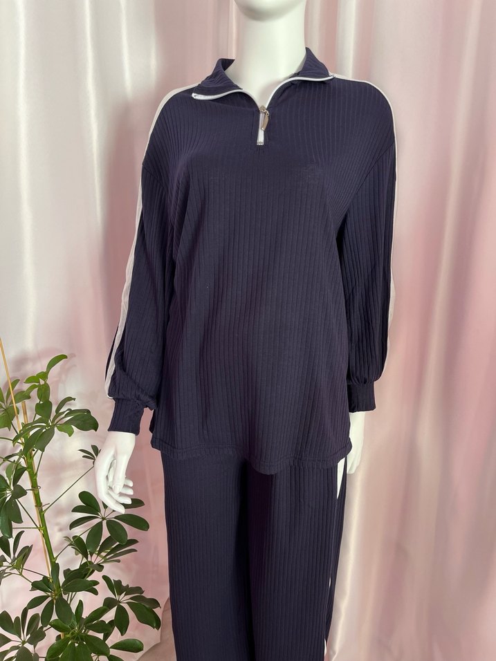 Lacivert Kadın Pileli Eşofman Takımı - Görsel 2