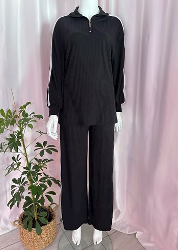 Siyah Kadın Uzun Kollu Rahat Eşofman Takımı - Görsel 2