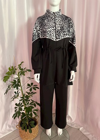 Leopar Desenli Siyah Kadın Eşofman Takımı - Görsel 3