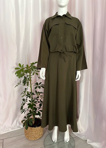 Haki Yeşil Uzun Kollu Salaş İkili takım - Görsel 2