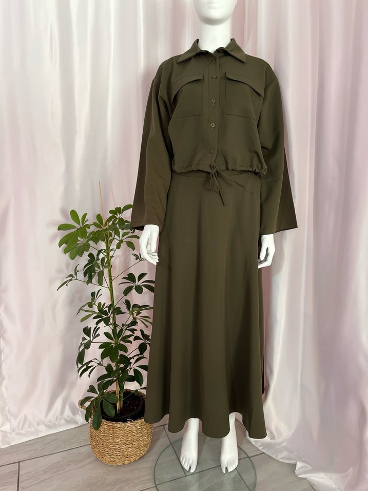 Haki Yeşil Uzun Kollu Salaş İkili takım - Görsel 2