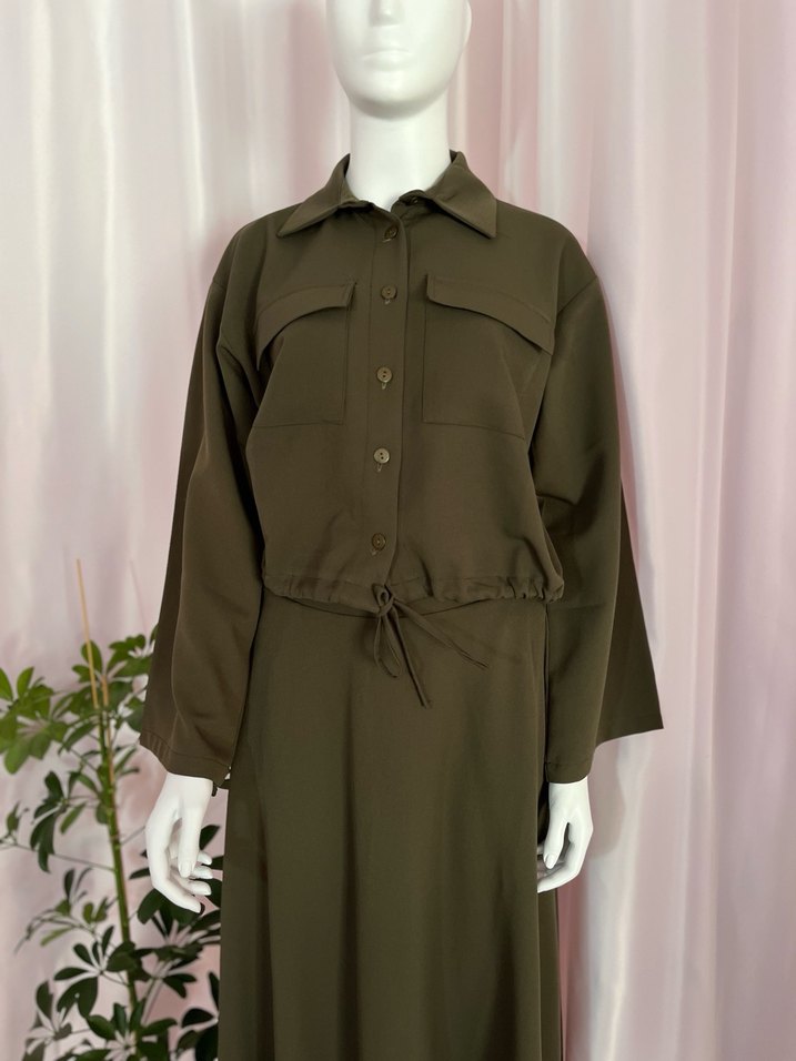 Haki Yeşil Uzun Kollu Salaş İkili takım - Görsel 3