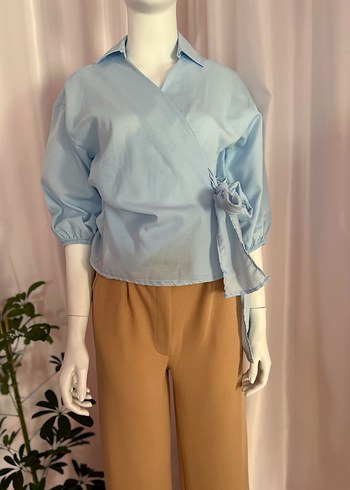 Kısa Kollu Kuşaklı Kadın Gömlek - Görsel 2