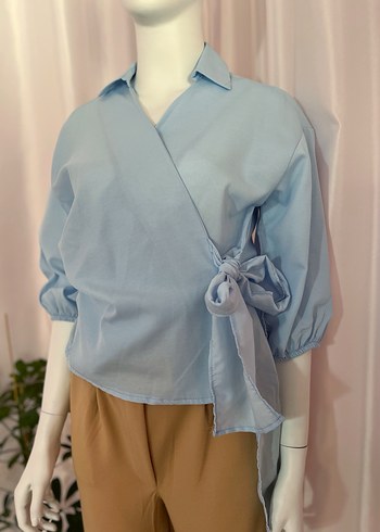 Kısa Kollu Kuşaklı Kadın Gömlek - Görsel 3