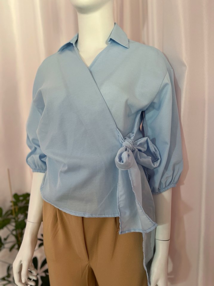 Kısa Kollu Kuşaklı Kadın Gömlek - Görsel 3