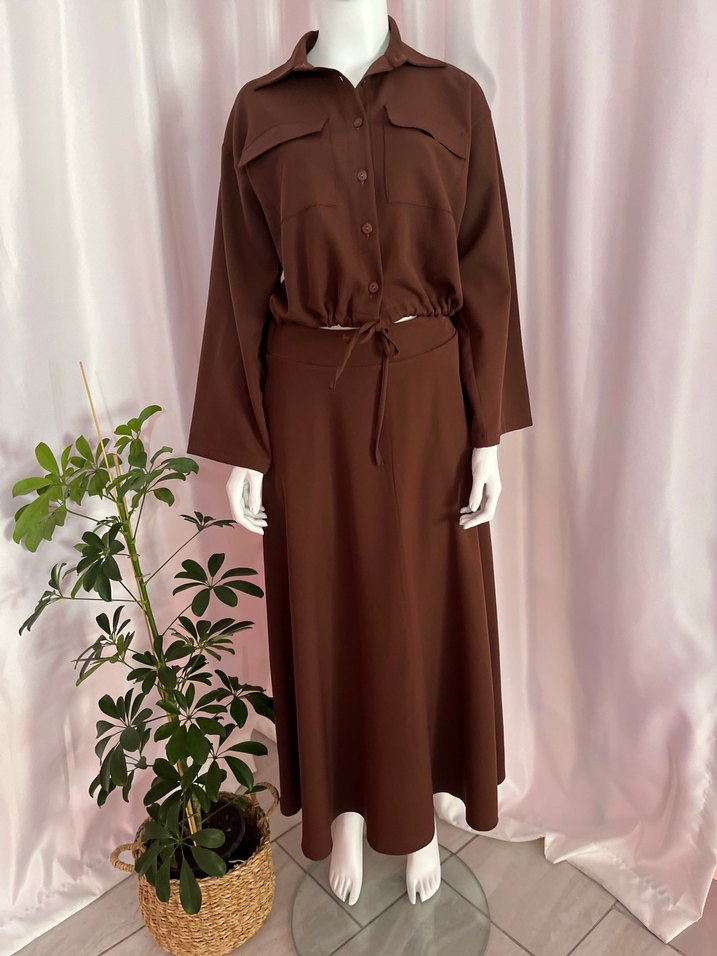 Kahverengi Uzun Kollu İkili Takım - Görsel 4