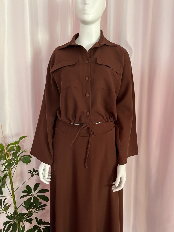 Kahverengi Uzun Kollu İkili Takım - Görsel 2