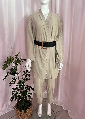 Bej Kemerli Kadın Uzun Takım - Görsel 3