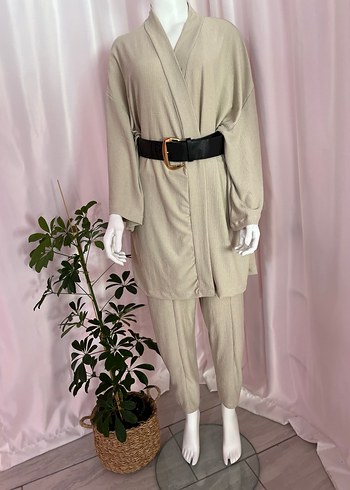 Bej Kemerli Kadın Uzun Takım - Görsel 2