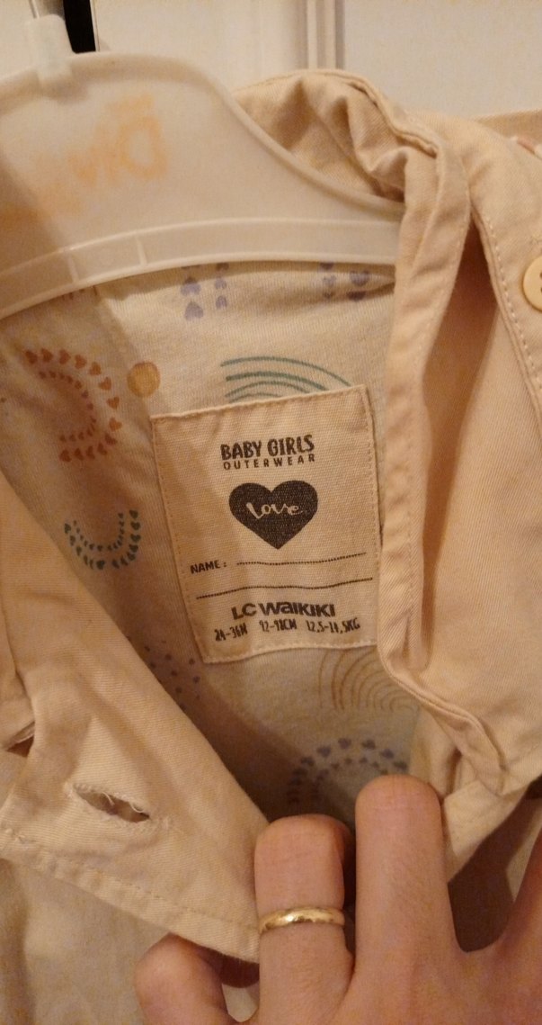 Bej Kız Çocuk Keten Düğmeli Trençkot - Görsel 4