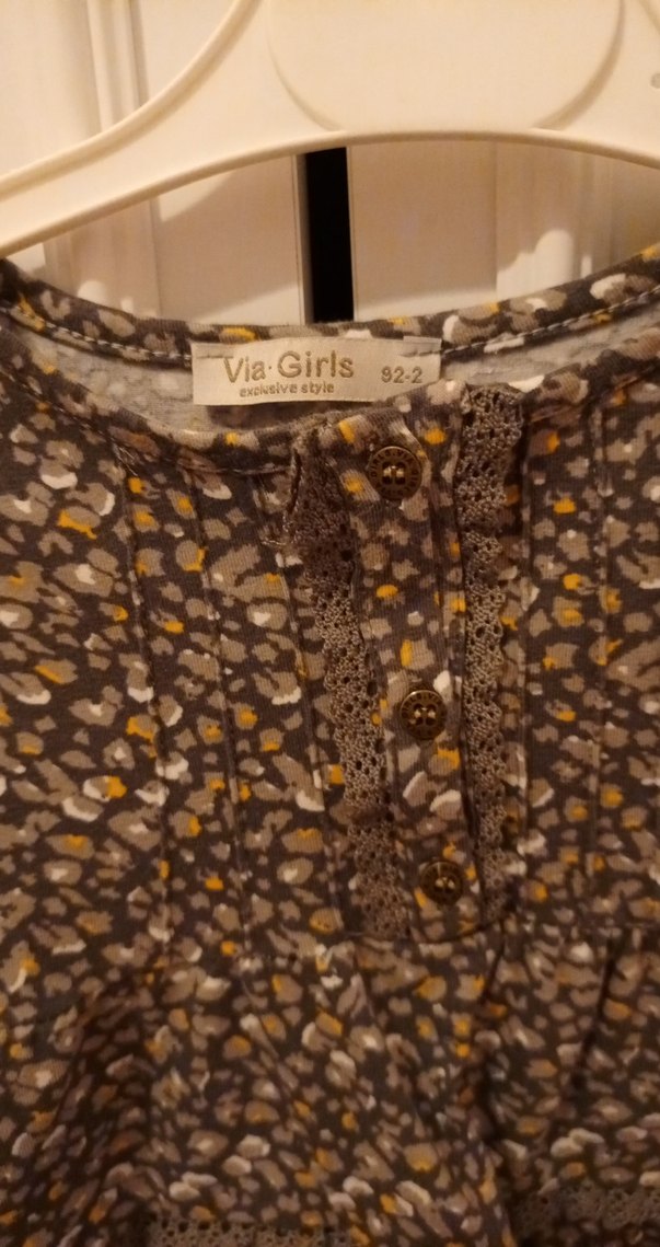 Kahverengi Desenli Uzun Kollu Kız Elbisesi - Görsel 5