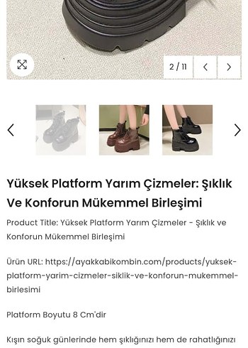 36 Beden siyah Renk Siyah Platform Topuklu Goth Bot