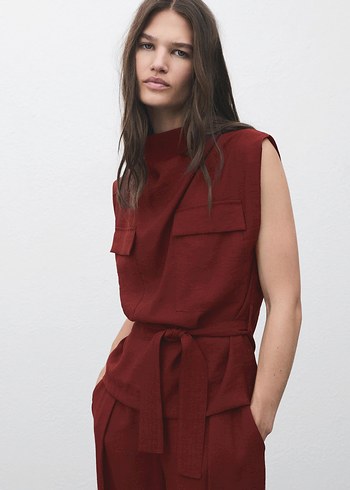 Mango Kemerli drape yaka bluz