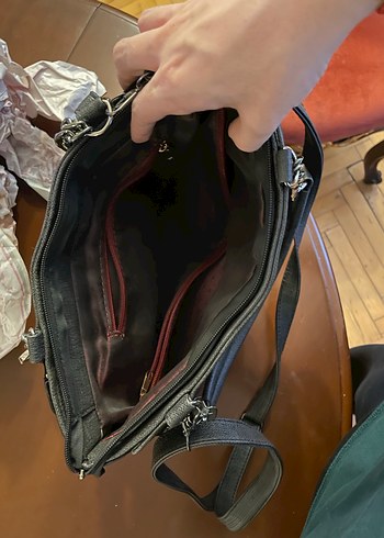 Püsküllü Siyah Gri Deri Kadın Çanta - Görsel 4