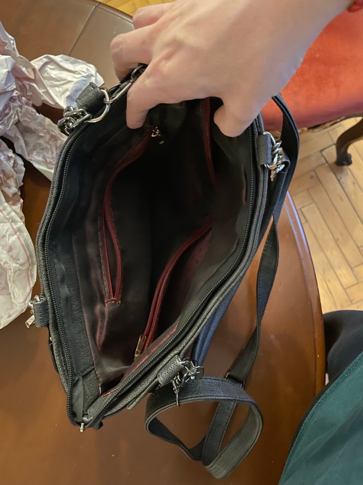 Püsküllü Siyah Gri Deri Kadın Çanta - Görsel 4