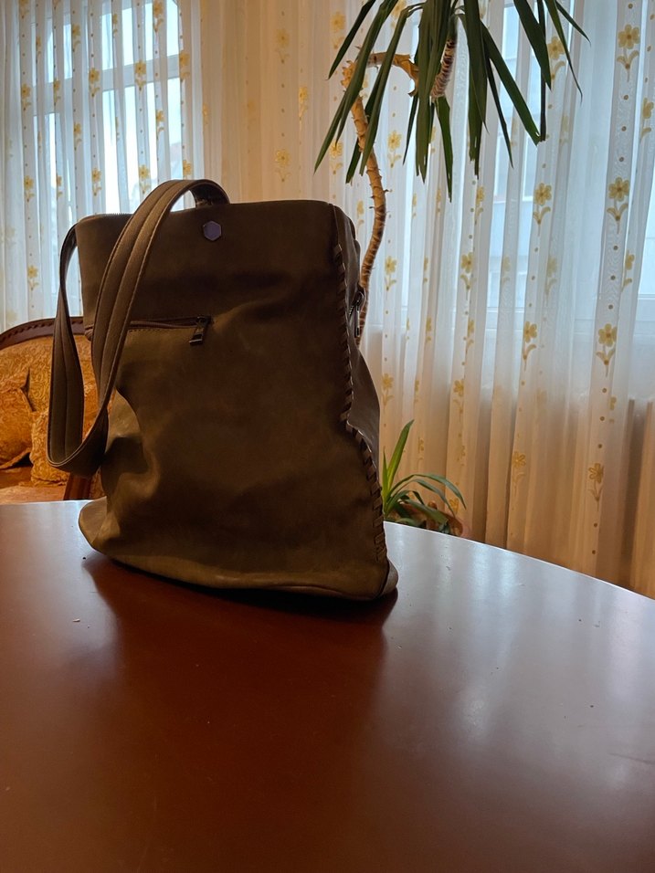 Kahverengi Süet Kadın Çanta - Görsel 2