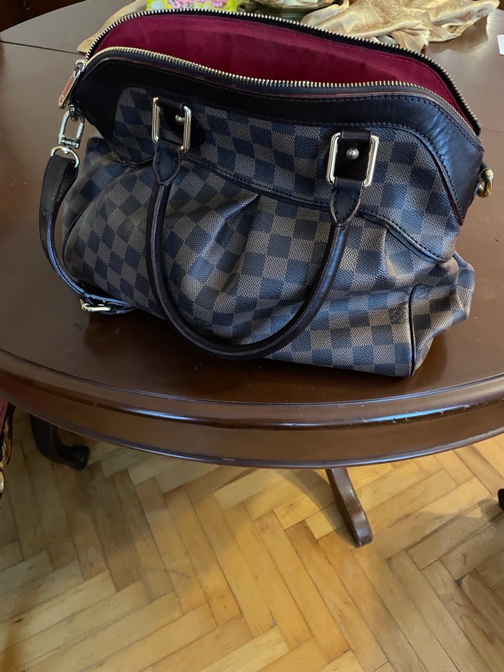 Kahverengi Deri Kareli Tokalı Kadın Çantası - Görsel 3