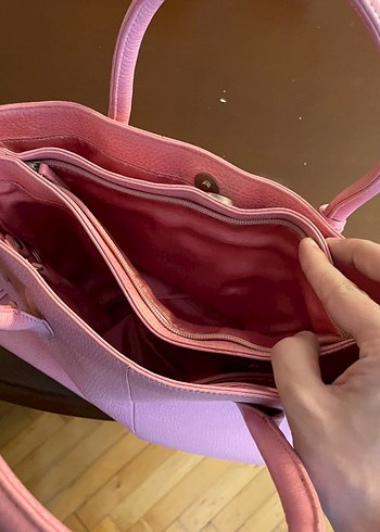 Pembe Deri Tokalı Kadın Çantası - Görsel 4