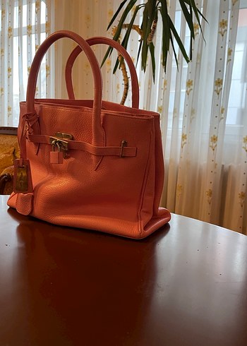 Pembe Deri Tokalı Kadın Çantası - Görsel 2