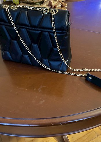 Siyah Deri Yılan Desenli Kadın Çanta - Görsel 3