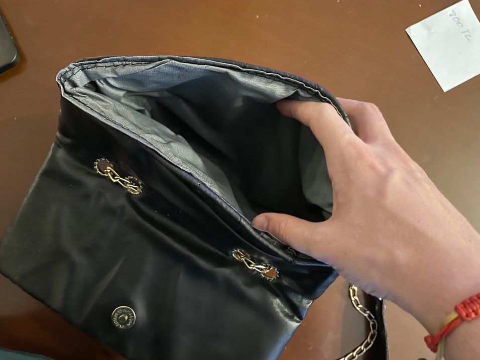 Siyah Deri Yılan Desenli Kadın Çanta - Görsel 4