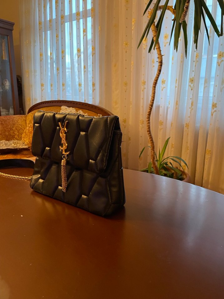 Siyah Deri Yılan Desenli Kadın Çanta - Görsel 2