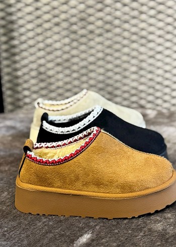 Ugg Kahverengi Süet Kürklü Kadın Dolgu Topuk Terlik