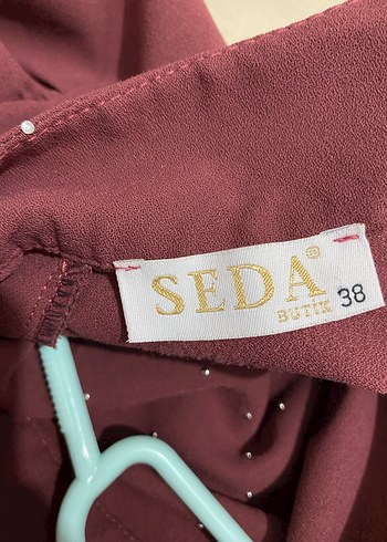 Bordo Uzun Kollu Drapeli Abiye Elbise - Görsel 3