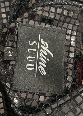 Suud Siyah Uzun Kollu Parlak Kadın Elbise - Görsel 4