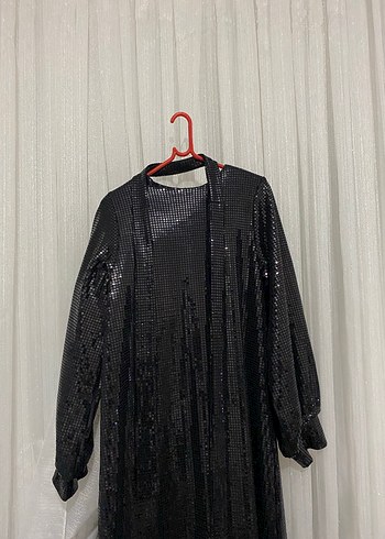 Suud Siyah Uzun Kollu Parlak Kadın Elbise - Görsel 2