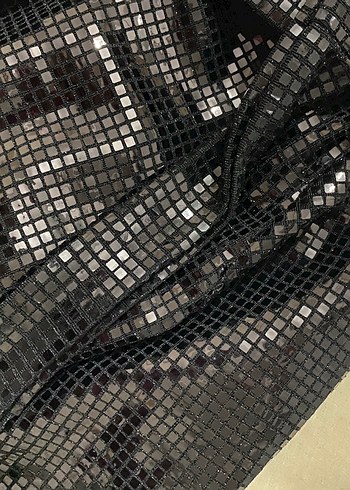 Suud Siyah Uzun Kollu Parlak Kadın Elbise - Görsel 5