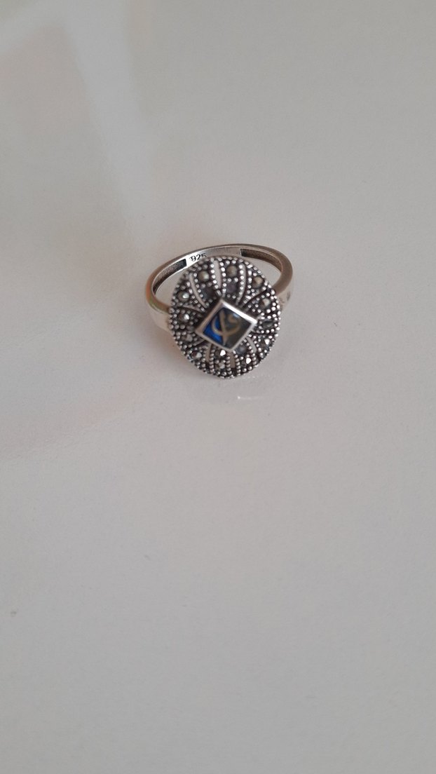 Boncuk İşlemeli Vintage Kadın Yüzük 925 ayar damgalı - Görsel 2