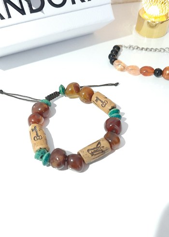 Turkuaz Renkli Boncuklu Bohem Bileklik gerçek akik - Görsel 2