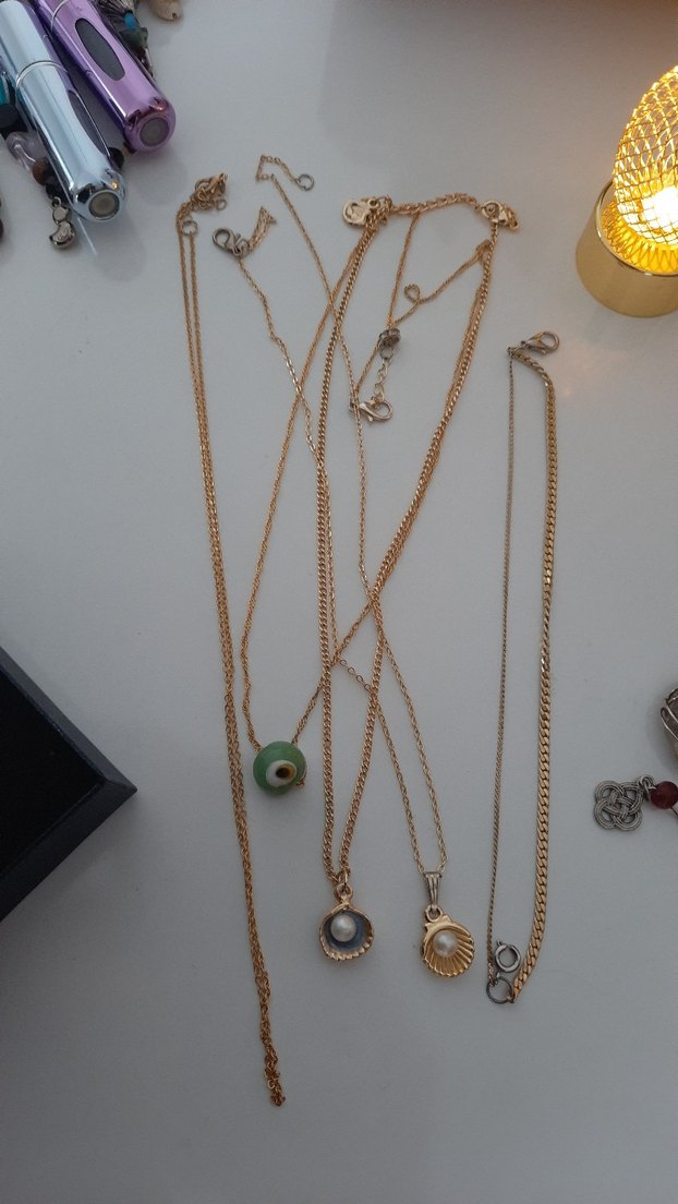 Altın Renk Mini Zincir Kolye - Görsel 2