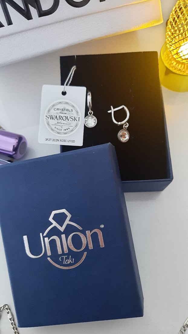 Swarovski Mini Beyaz Kristal Küpe - Görsel 2