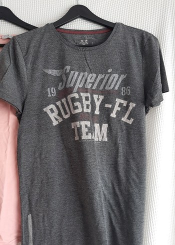 Gri Baskılı Kadın Tişörtü, Kısa Kollu, Rahat Kesim - Görsel 4