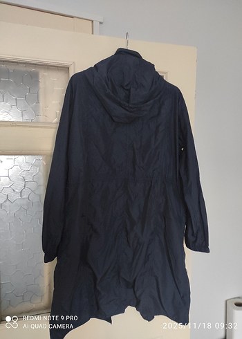 Linen Kumaşlı Lacivert Hamile Uzun Ceket - Görsel 4