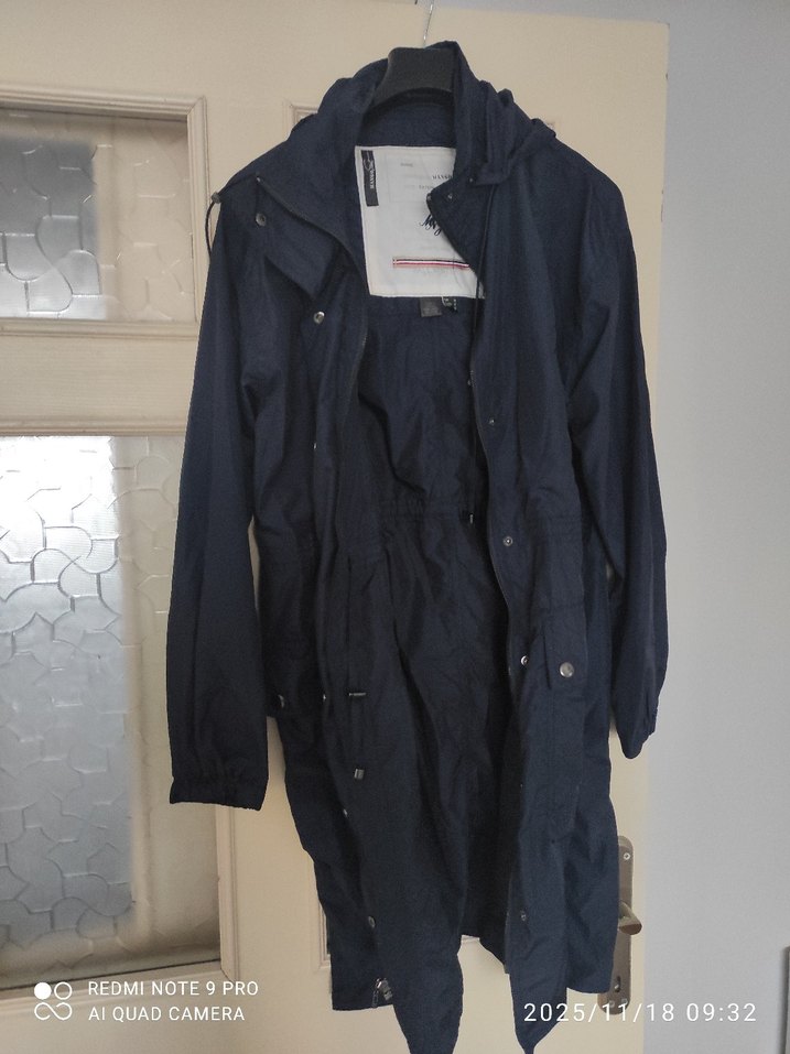 Linen Kumaşlı Lacivert Hamile Uzun Ceket - Görsel 2