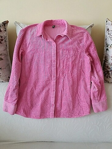 H&M marka Kadın fitilli kadife gömlek 