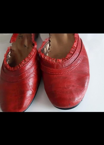Kırmızı Bağcıklı Dolgu Topuk Kadın Abiye Ayakkabı - Görsel 3